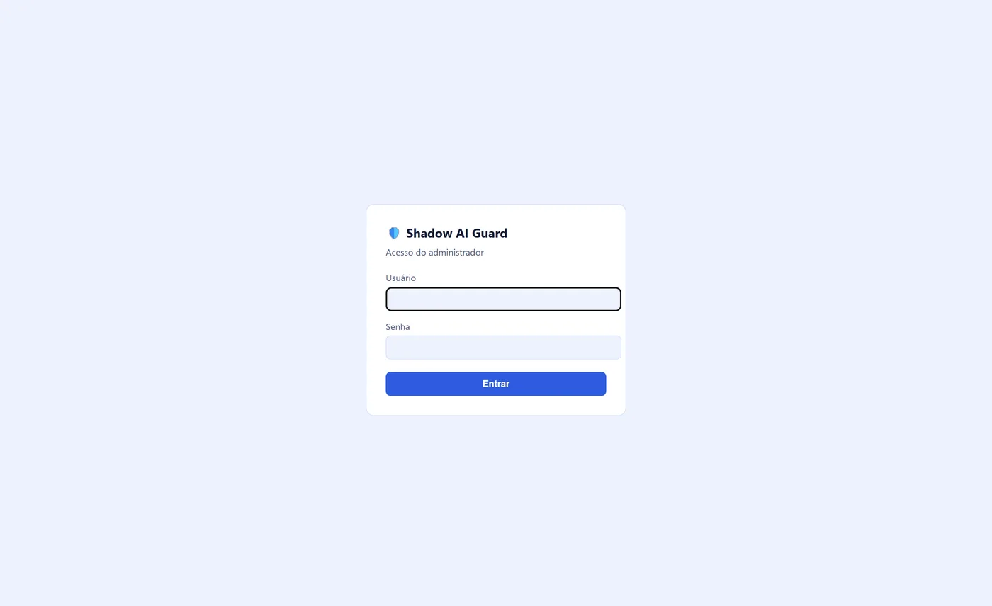 Tela de login do painel Shadow AI Guard